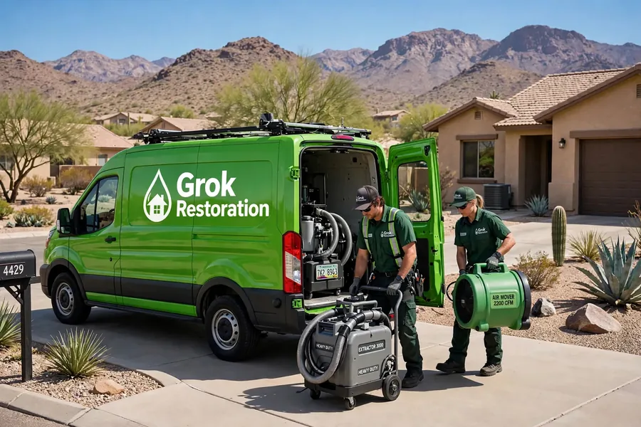 Grok Restoration branded service van in Sierra Vista AZ